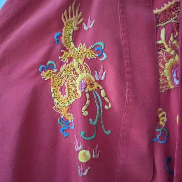 sachin and babi light blue dress Rare 1970s Silk Hand-Embroidered Dressing Gown – Size XXL